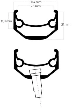 Ryde Andra 40 Disc Schwarz 36 Loch -Fuxon Speichern Felge Ryde Andra 40 Schnittbild