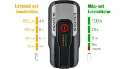 Sigma Aura-80 Und Blaze-Set Mit Akku Für USB-Ladegerät -Fuxon Speichern Sigma Frontleuchte Batterieleuchte LED Akku Aura 80 Lux USB 17800 4016224178001 070 28037c