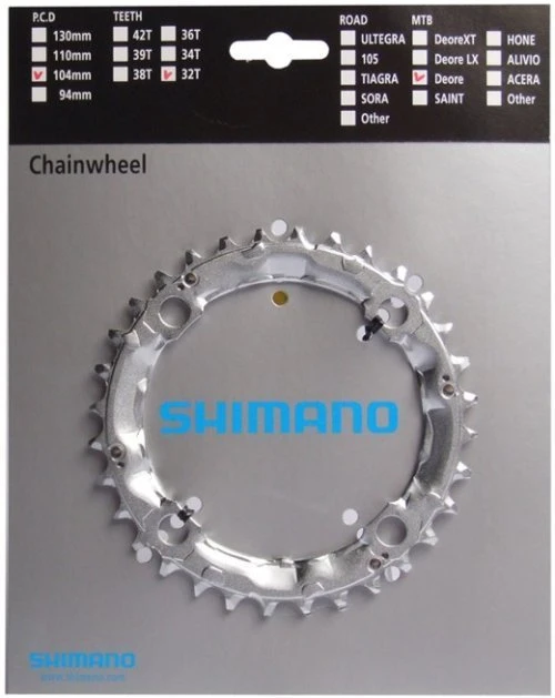 Shimano XT 1999-2003 / LX´99 4-Arm 9-fach 32Z N-Type IG Alu Y-1C893200 Ausverk. Ersatz: Y-1DS98010 1 Shimano XT 1999-2003 / LX´99 4-Arm 9-fach 32Z N-Type IG Alu Y-1C893200 Ausverk. Ersatz: Y-1DS98010
