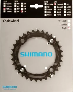 Shimano XT 2004-2007 4-Arm 9-fach 32 Zähne S-Type IG Alu Schwarz Y-1F898020