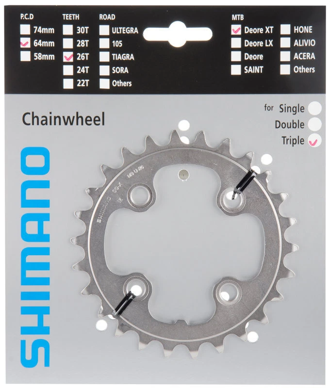 Shimano XT Ab 2004 4-Arm 9-/10-fach 26 Zähne U-Type IG Alu Silber Y-1J226000 1 Shimano XT Ab 2004 4-Arm 9-/10-fach 26 Zähne U-Type IG Alu Silber Y-1J226000